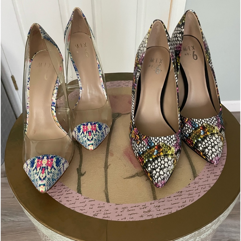 Mix No. 6 Size 8.5 Man Made Multi Colored 5” Stilettos.